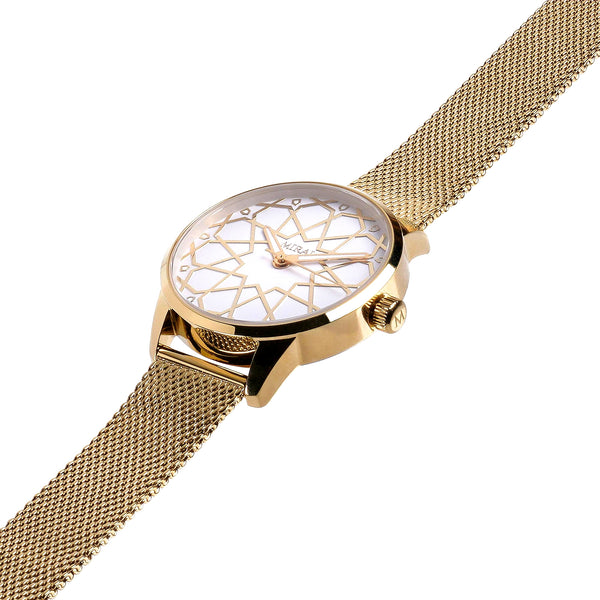 Alhambra Women - Gold & White Swiss Watch - MirajCollections