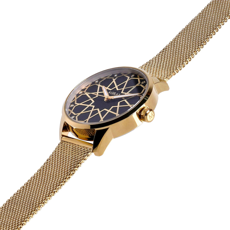 Alhambra Women - Gold & Black Swiss Watch - MirajCollections