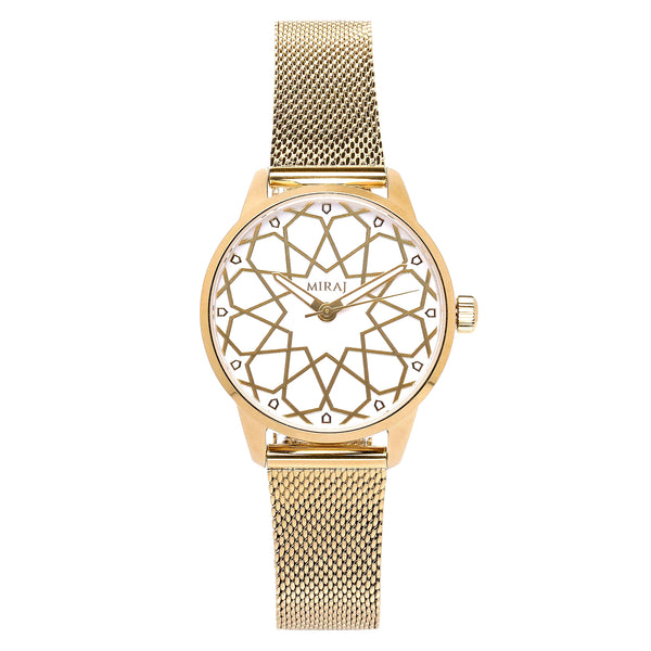 Alhambra Women - Gold & White Swiss Watch - MirajCollections