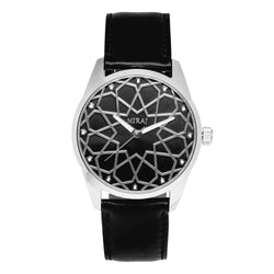 Alhambra Men - Silver & Black Swiss Watch - MirajCollections