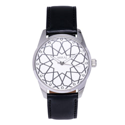 Alhambra Men - Silver & White Swiss Watch - MirajCollections