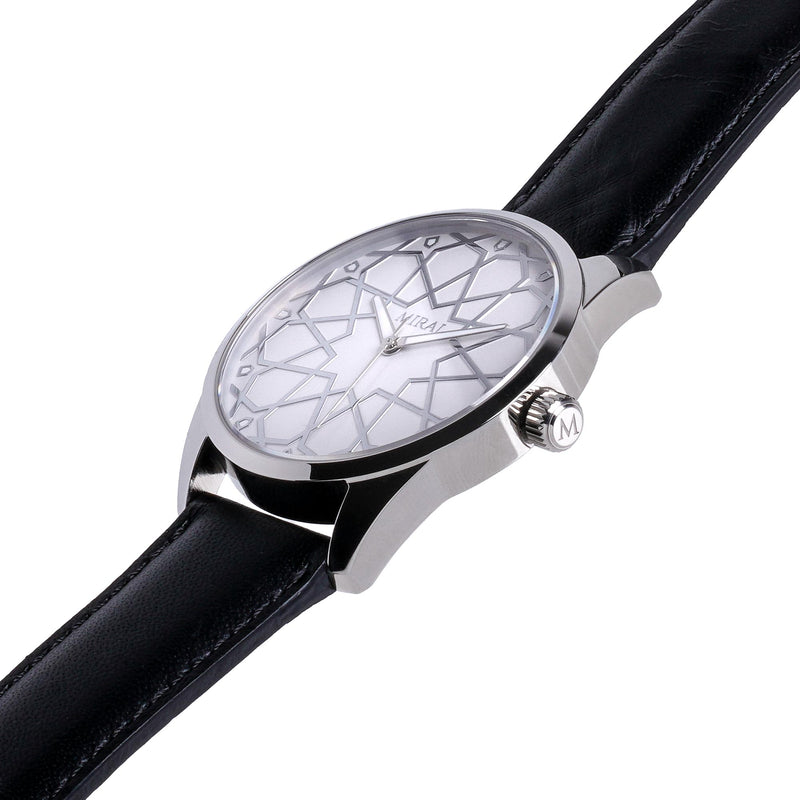 Alhambra Men - Silver & White Swiss Watch - MirajCollections
