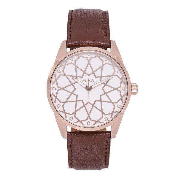 Alhambra Men - Rose Gold & White Swiss Watch - MirajCollections