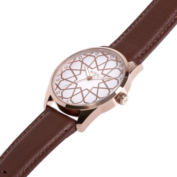 Alhambra Men - Rose Gold & White Swiss Watch - MirajCollections