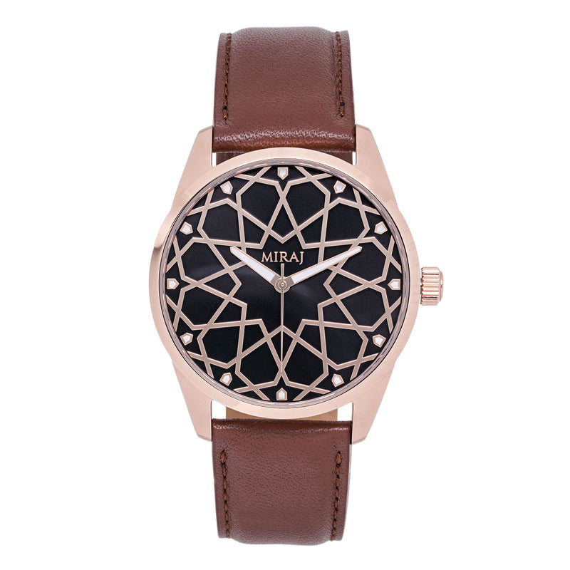 Alhambra Men - Rose Gold & Black Swiss Watch - MirajCollections