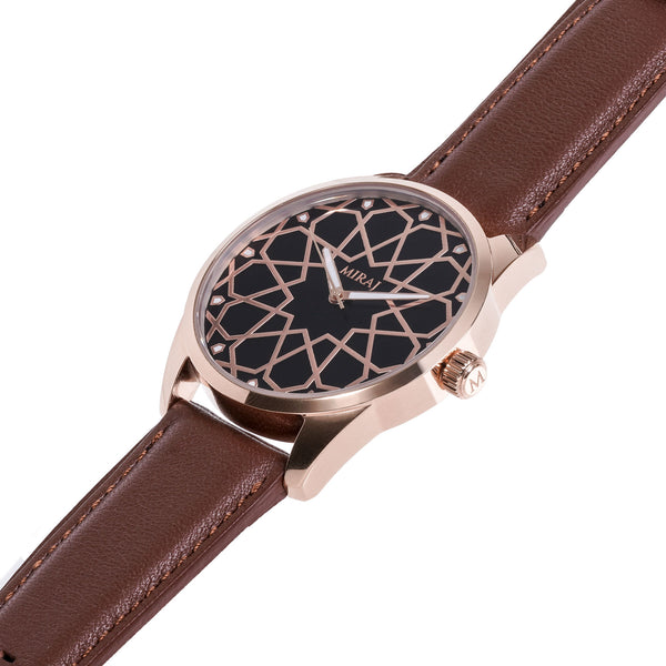 Alhambra Men - Rose Gold & Black Swiss Watch - MirajCollections